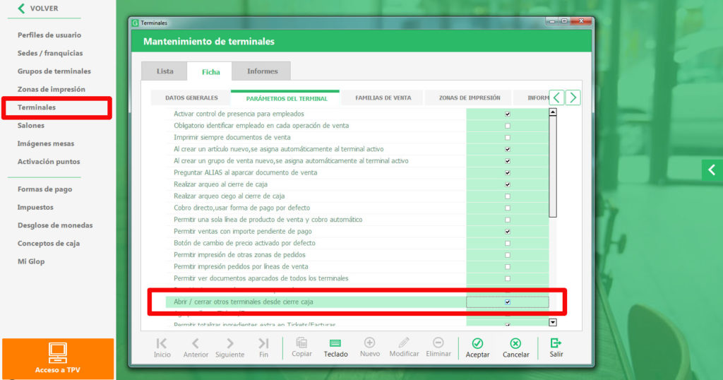 Abrir Cerrar turno en el Tpv con varios terminales - Glop Software TPV