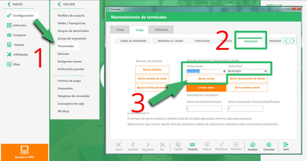 Como Borrar ventas en el Software Glop - Glop Software TPV