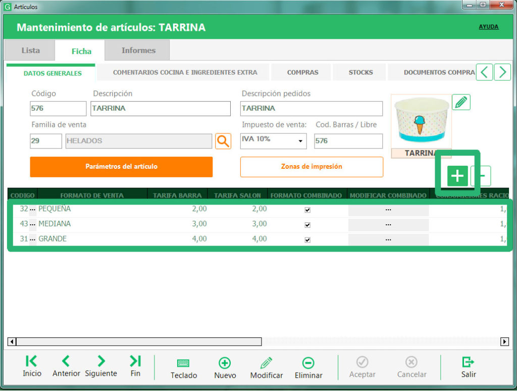 Configura tus artículos de Heladería en el software Glop 3 - Glop Software TPV