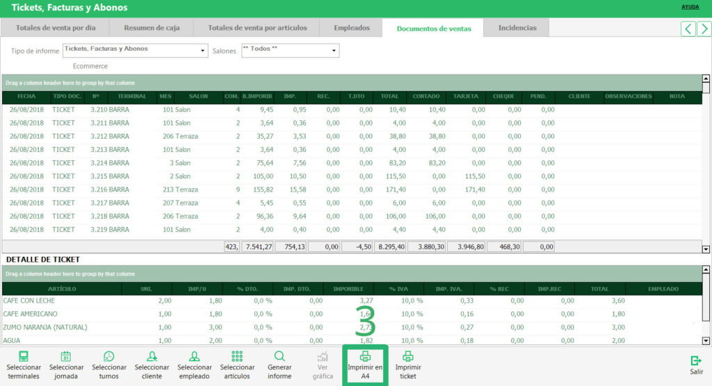 Opciones de Documentos de Venta en Software Glop 2 - Glop Software TPV