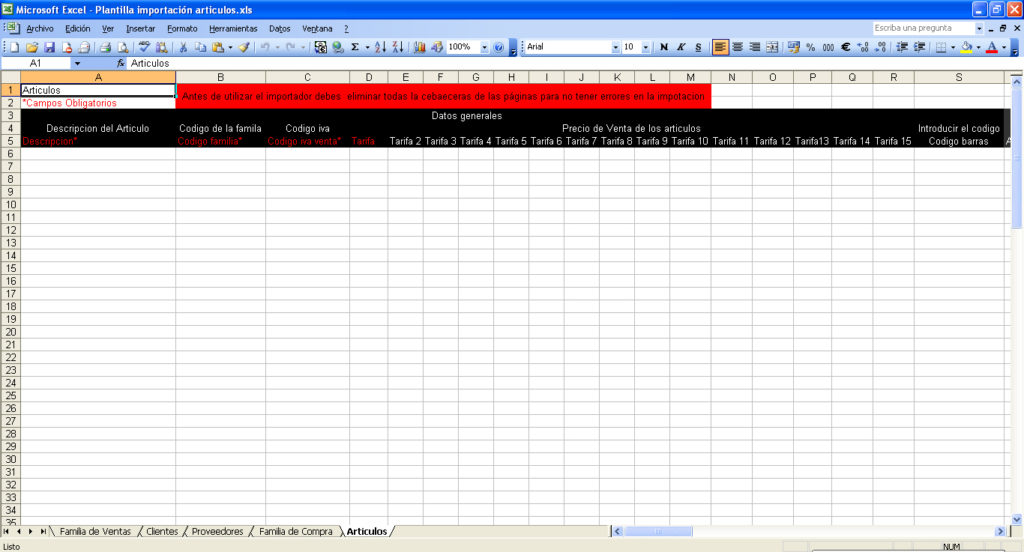 importar importar - Glop Software TPV
