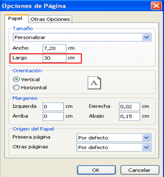 largo del ticket - Glop Software TPV