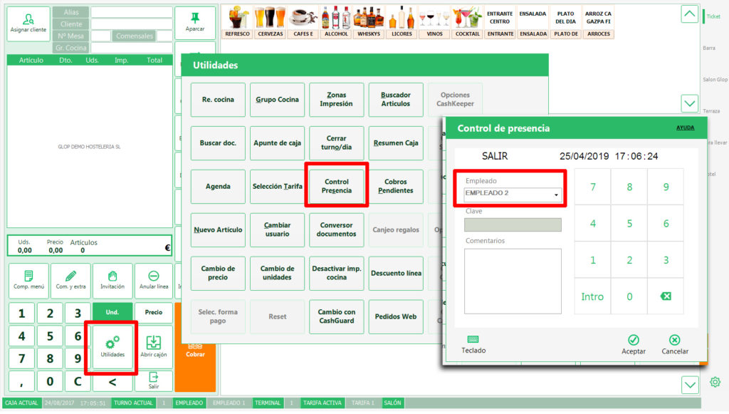 control de presencia4 - Glop Software TPV