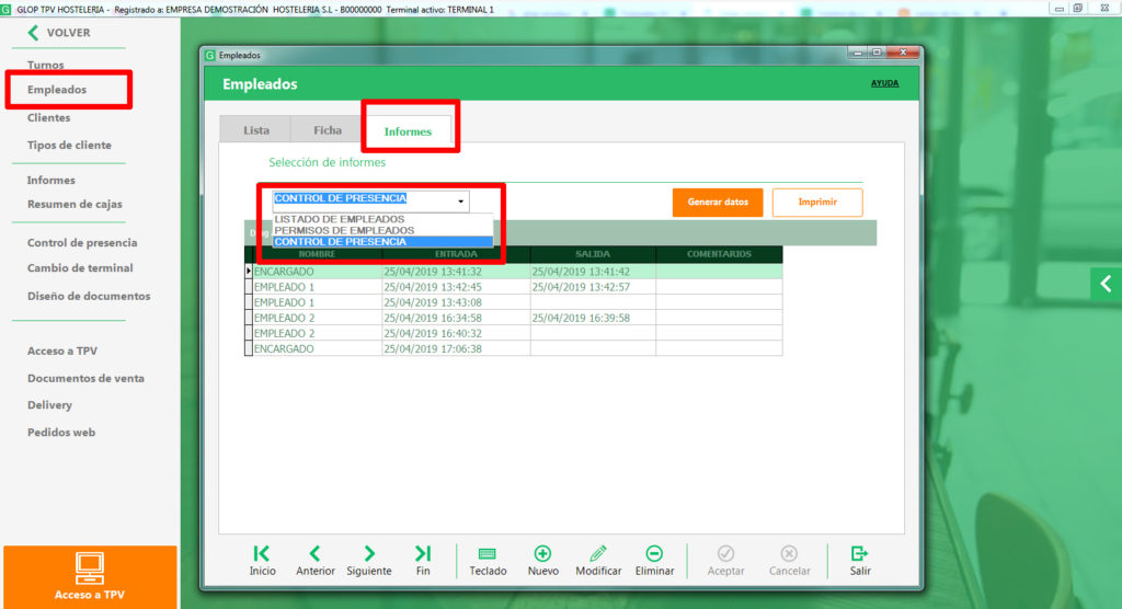 control de presencia5 - Glop Software TPV