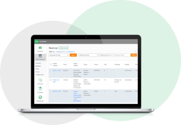 Sistema de Reservas online para negocios Glop
