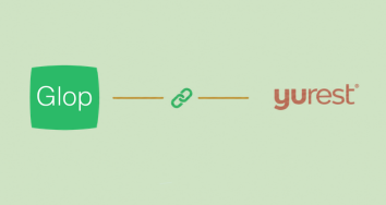 Logos de Glop y Yurest conectados mediante su integración